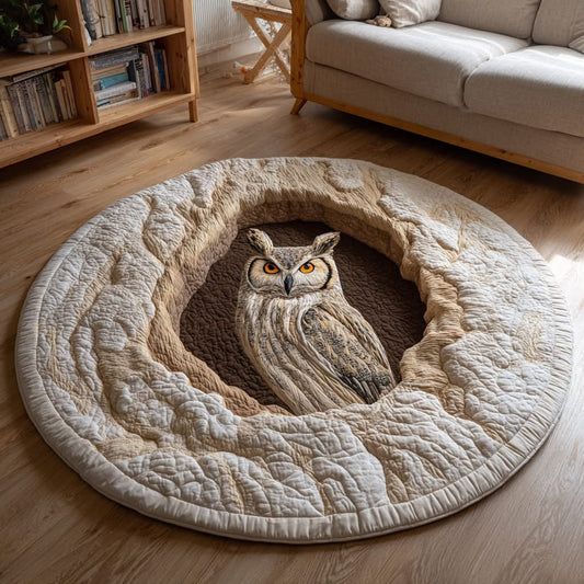 Owl Burrow Quilted Round Mat Forest Animal Living Room Decor Owl Themed Christmas Gifts - Printvoro