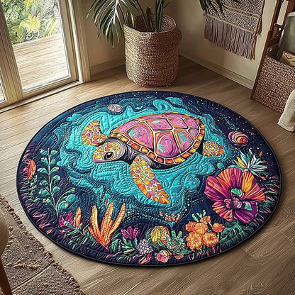 Sea Turtle Quilted Round Mat Holiday Home Decor Christmas Presents For Sea Turtle Lovers - Printvoro
