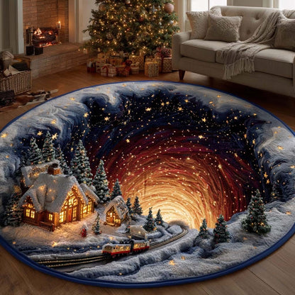 Starry Cabin Quilted Round Mat Xmas Holiday Home Decor Christmas Gifts For Relatives - Printvoro
