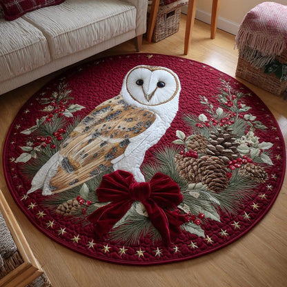 Barn Owl Quilted Round Mat Christmas Themed Holiday Home Decorations Xmas Gifts - Printvoro
