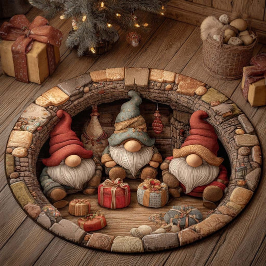 Gnome Nest Quilted Round Mat Holiday Home Decorations Gnome Gifts For Christmas - Printvoro