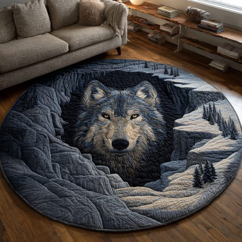 Wolf Shadow Quilted Round Mat Living Room Decorations Gifts Ideas For Wolf Lovers - Printvoro