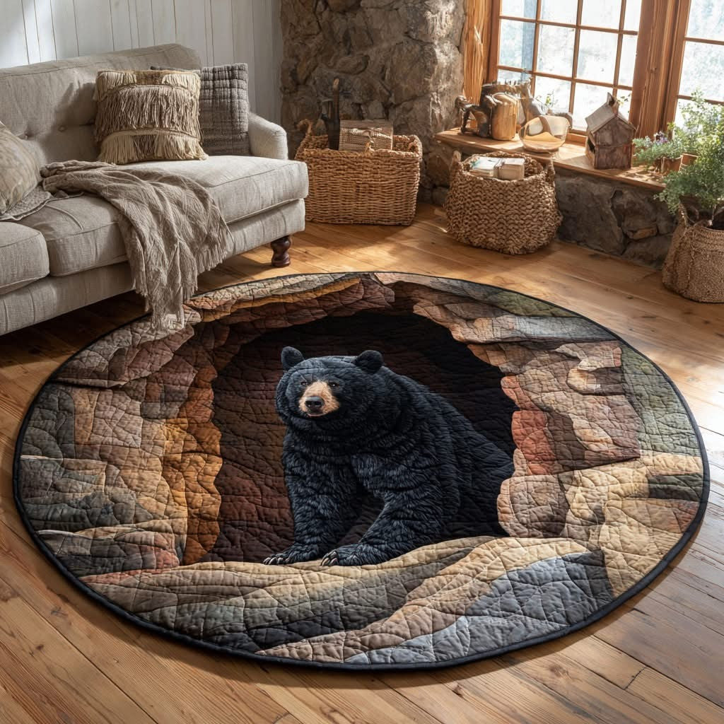 Bear Mountain Quilted Round Mat Indoor Decorations Gifts Ideas For Bear Lovers - Printvoro