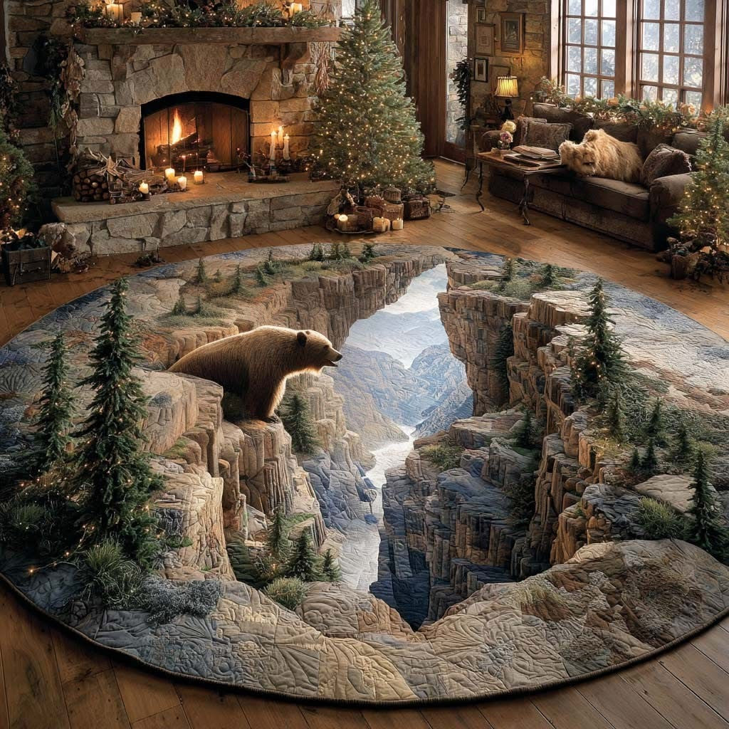 Bear Whisperer Quilted Round Mat Round Rugs Large Gifts For Wildlife Lovers - Printvoro