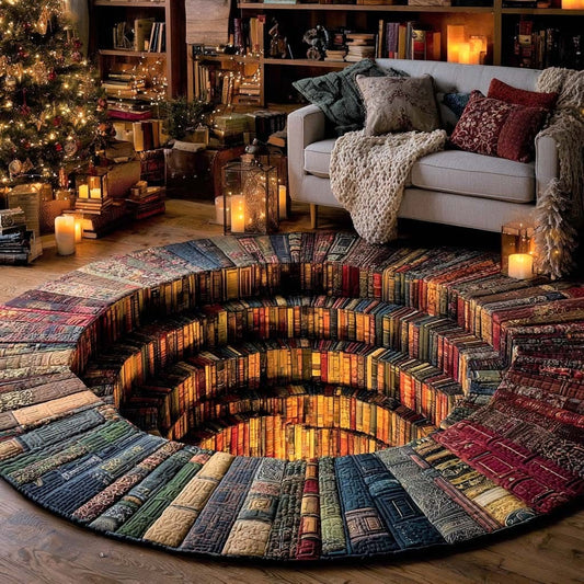 Library Book Story Circle Quilted Round Mat Living Room Decor Cool Gifts For Book Lovers - Printvoro