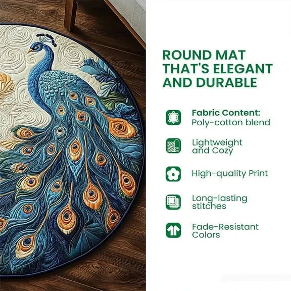 Wolf Cave Shadow Quilted Round Mat Living Room Decorations Gifts Ideas For Wolf Lovers - Printvoro