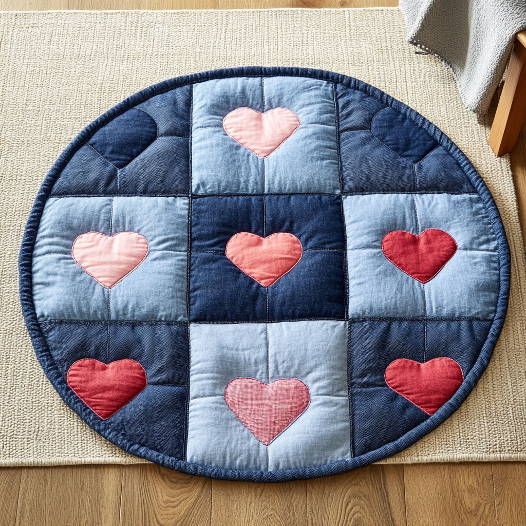 Cozy Heart Quilted Round Mat Home Decor Items Valentine's Day Gifts For Boyfriend - Printvoro