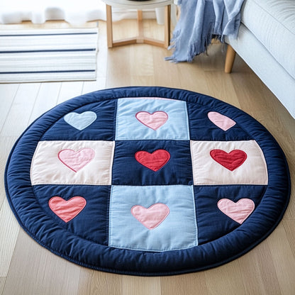 Denim Heart Quilted Round Mat House Decor Items Valentine's Day Gifts For Husband - Printvoro