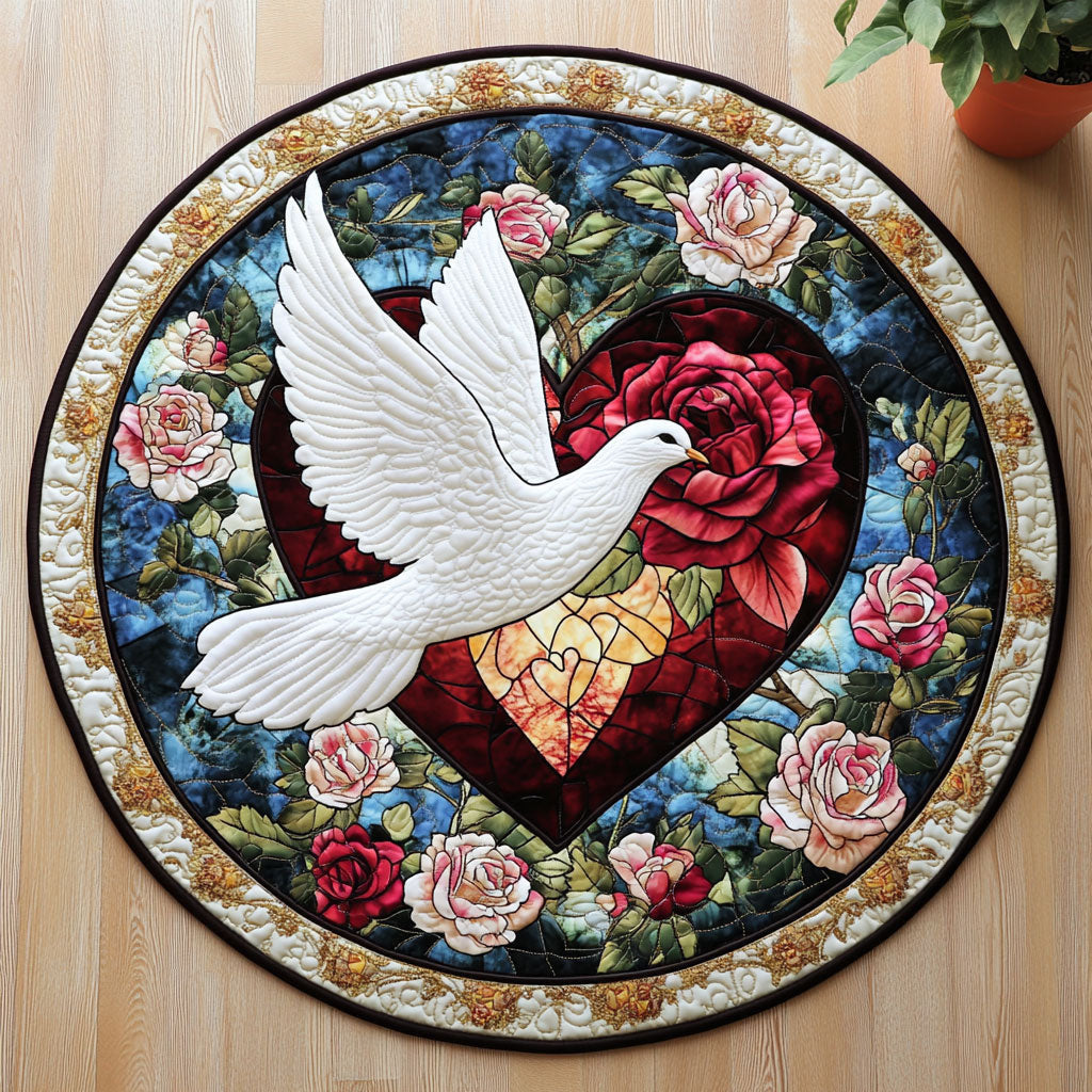 Dove Love Quilted Round Mat Home Decor Items Valentine's Day Gifts For Boyfriend - Printvoro