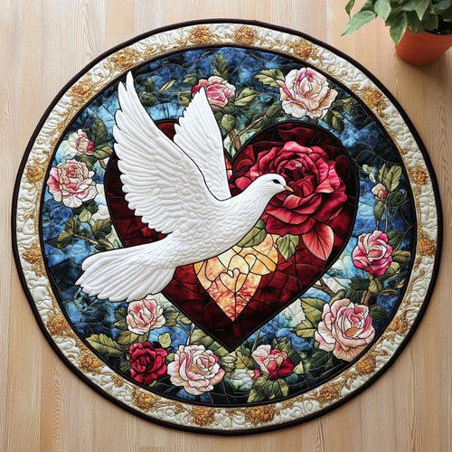 Dove Love Quilted Round Mat Home Decor Items Valentine's Day Gifts For Boyfriend - Printvoro