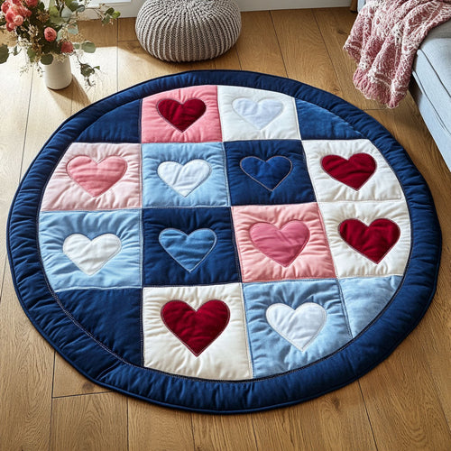 Love Patchwork Quilted Round Mat Home Decor Items Valentine's Day Gifts For Wife - Printvoro
