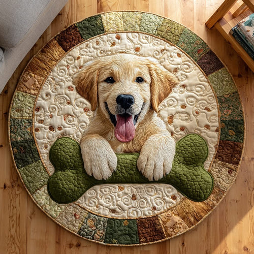 Golden Retriever Bliss Quilted Round Mat Home Decor Best Gifts For Golden Retriever Lovers - Printvoro