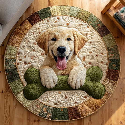 Golden Retriever Bliss Quilted Round Mat Home Decor Best Gifts For Golden Retriever Lovers - Printvoro