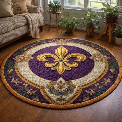 Mardi Gras Quilted Round Mat Fleur De Lis Circle Mat Mardi Gras Gifts For Friends - Printvoro