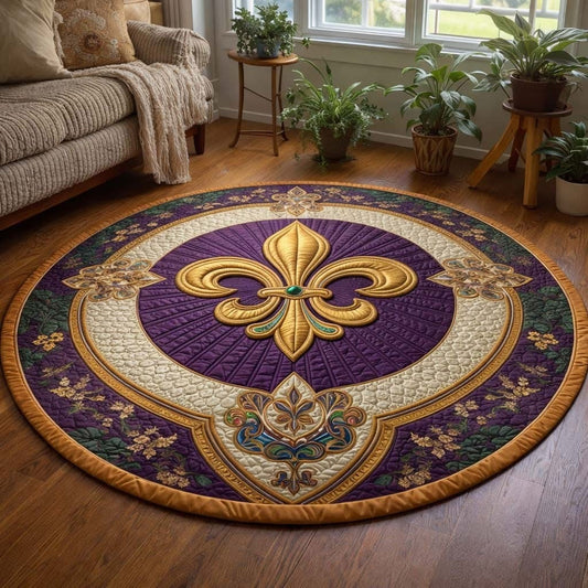 Mardi Gras Quilted Round Mat Fleur De Lis Circle Mat Mardi Gras Gifts For Friends - Printvoro