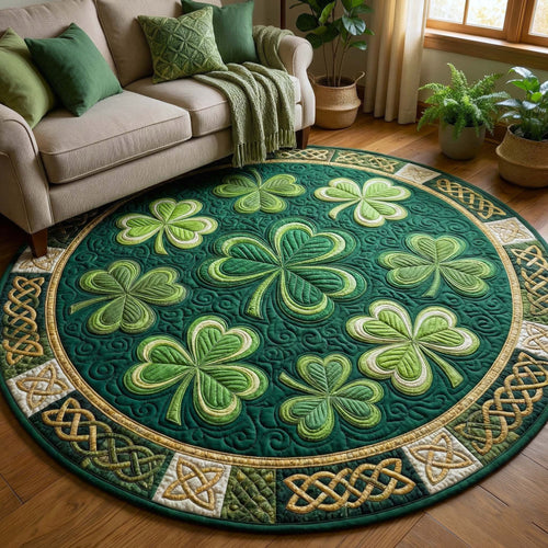 St Patrick's Day Quilted Round Mat Celtic Circle Mat Ireland Holiday Home Decorations - Printvoro