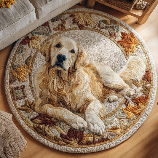 Golden Retriever Love Quilted Round Mat Home Decor Items Gifts For Golden Retriever Lovers - Printvoro