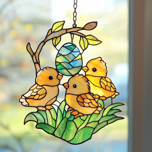 Easter Chicks Suncatcher Cute Window Hanging Home Decor Gifts For Chicken Farmers - Pvr