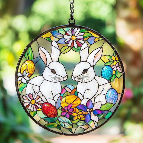 Easter Sweethearts Suncatcher Bunny & Egg Window Hanging Home Decor Rabbit Gift For Mother - Pvr