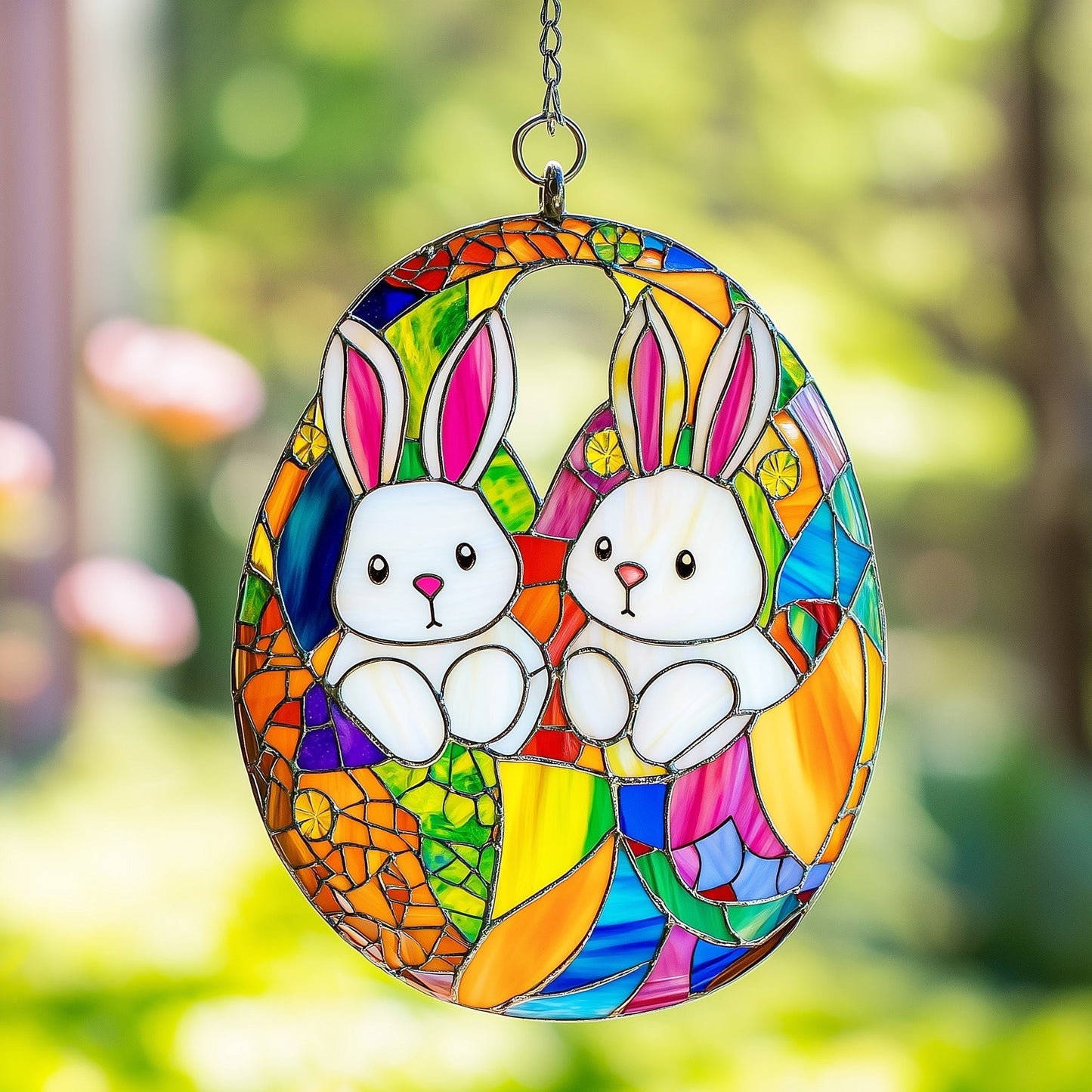 Bunny Love Nest Suncatcher Window Hanging Home Decor Items Unique Gift For Family - Pvr