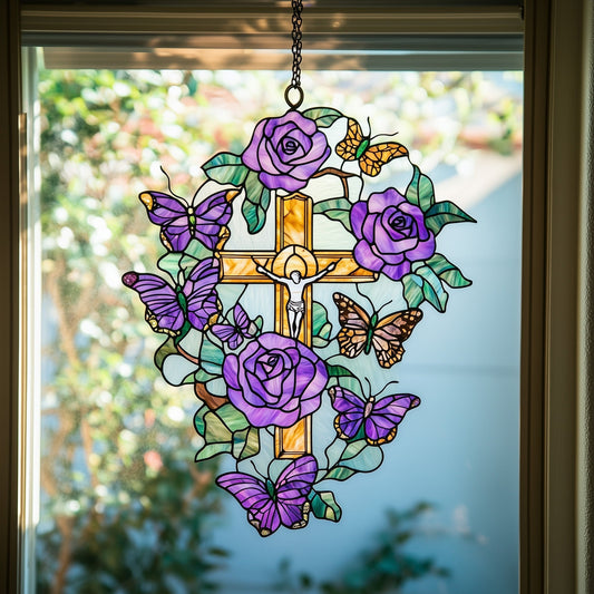 Cross Of Light Suncatcher Faith In Light Window Hanging Home Decor Items Gift For Wife - Pvr