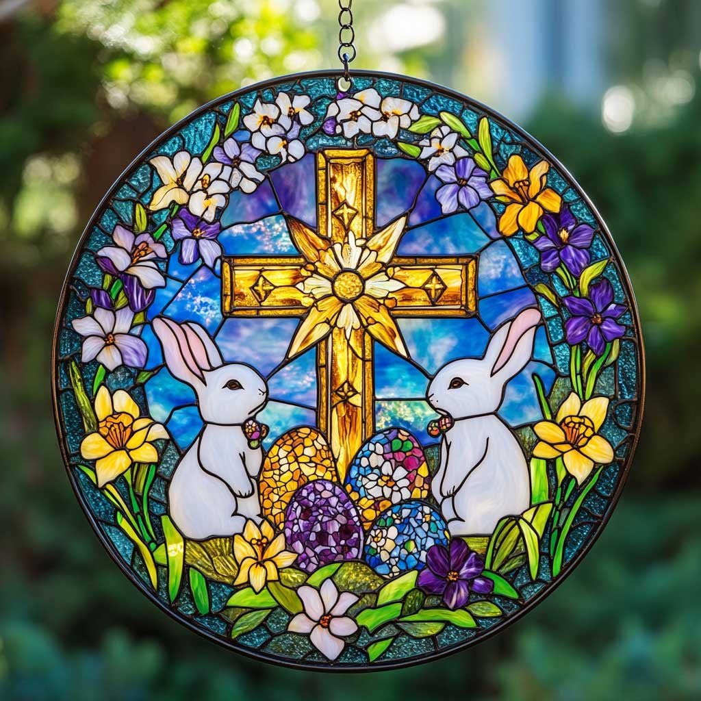 Divine Rabbit Suncatcher Cute Window Hanging Home Decor Presents For Rabbit Owners - Pvr