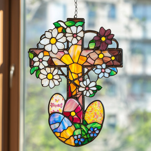 Easter Cross Suncatcher Divine Light Cross Window Hanging Home Decor Gifts For Mother - Pvr