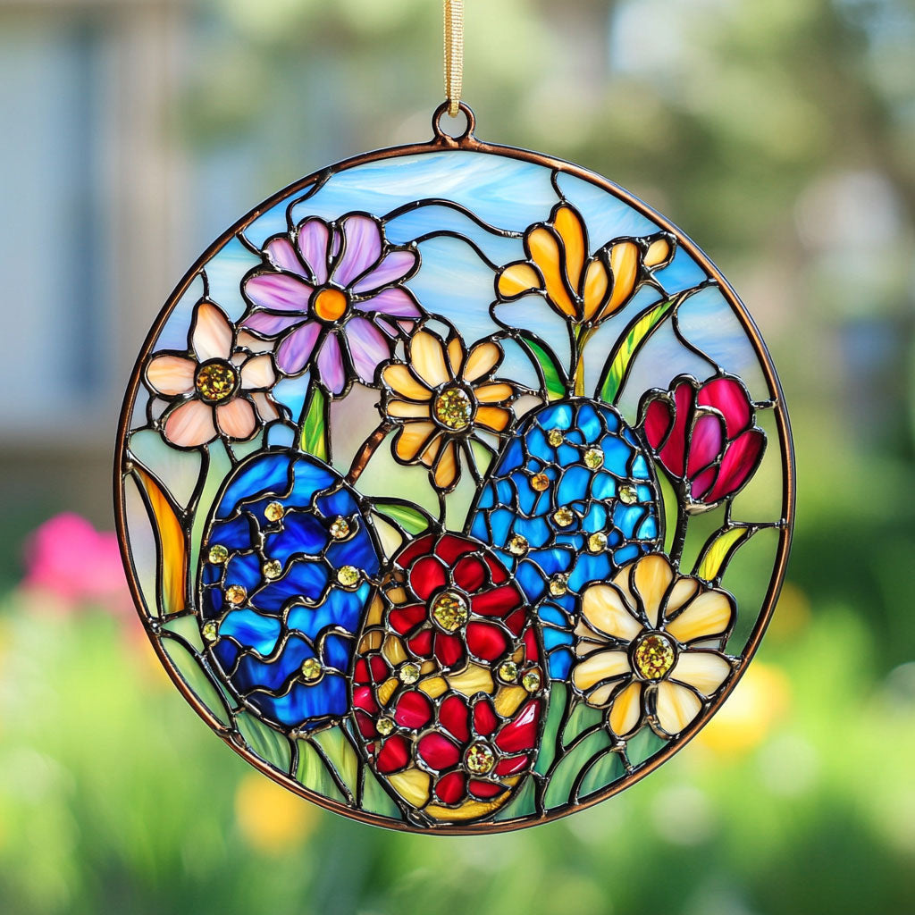 Easter Egg Suncatcher Floral Window Hanging Home Decor Unique Gifts For Grandma - Pvr