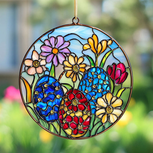 Easter Egg Suncatcher Floral Window Hanging Home Decor Unique Gifts For Grandma - Pvr
