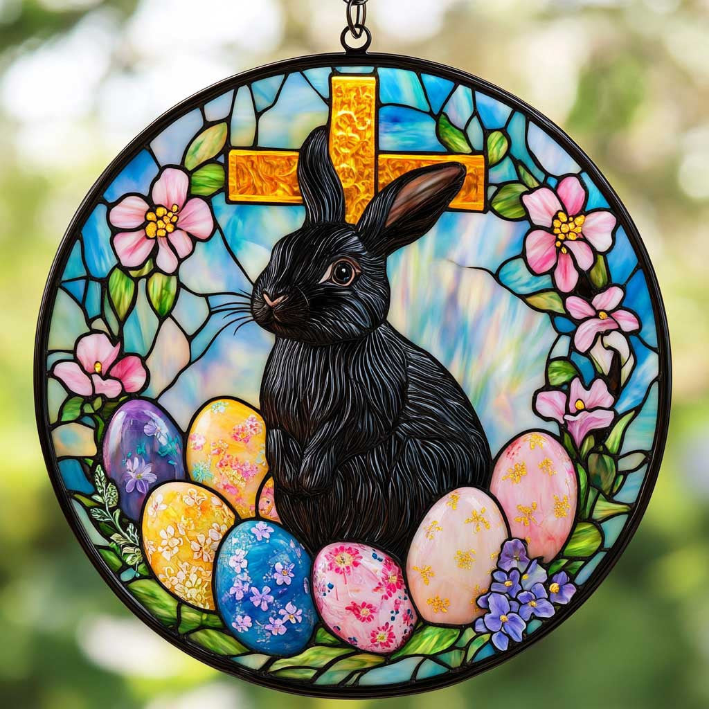 Floral Rabbit Suncatcher Forever Faith Window Hanging Home Decor Gift For Women's - Pvr