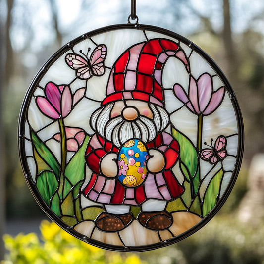 Gnome In Flower Garden Suncatcher Cute Window Hanging Home Decor Gift For Daughter - Pvr