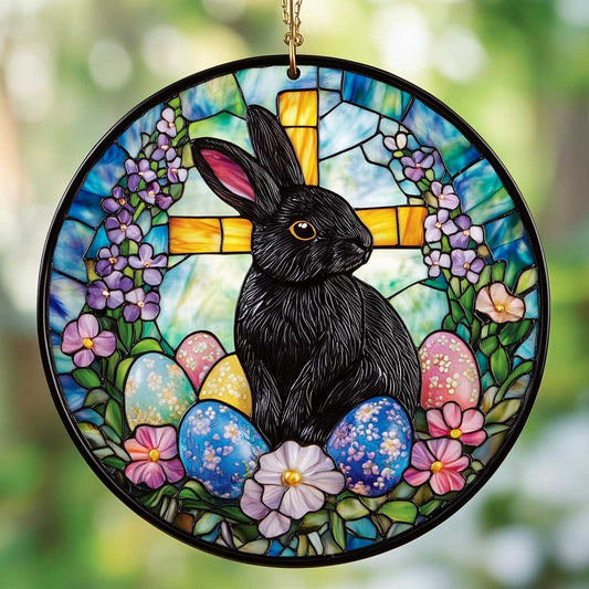 Heavenly Rabbit Suncatcher Cute Window Hanging Home Decor Bunny Rabbit Presents - Pvr
