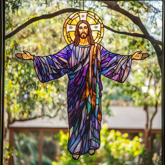 In His Footsteps Suncatcher Faithful In Christ Window Hanging Home Decor Gift For Mother - Pvr