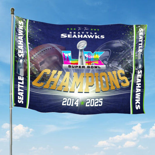 Seahawks Super Bowl Champions Flag Seahawks Champions Merch Home Decor Hawks Pride Gift - Printvoro