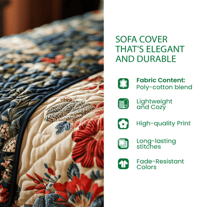 Wind Meadow Quilted Sofa Cover Cozy Sun And Flowers Design Perfect Gift For Parents - Pvr
