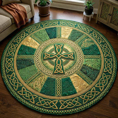 Celtic Irish Quilted Round Mat St Patrick's Day Home Decor St Patrick Gifts Idea - Printvoro