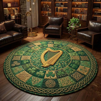 Celtic Melody Quilted Round Mat Entryway Design Ideas St Patrick's Day Gifts For Coworkers - Printvoro