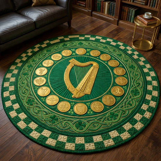 Lucky Anthem Irish Quilted Round Mat Shamrock Day Decor Ideas St Pats Gifts For Dad - Printvoro