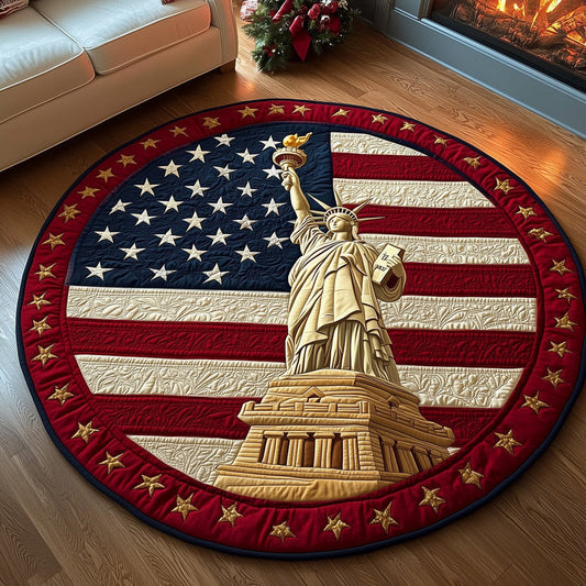 Patriotic Liberty American Quilted Round Mat Fourth Of July Decorations Gift For Patriots - Printvoro