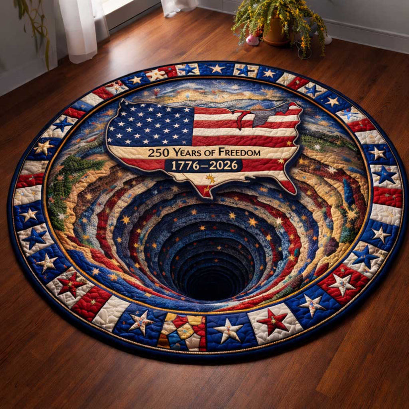 USA 250 Years Of Freedom 1776 2026 Quilted Round Mat Fourth Of July Decorations Gifts Idea - Printvoro