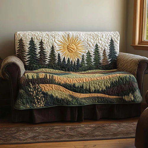 Forest Sunrise Quilted Sofa Cover Tree Forest Natural Atmosphere Quilt Perfect Presents For Natural Lovers - Pvr