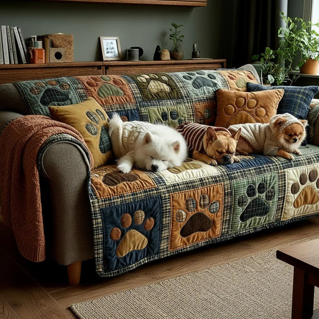 Love Paw Quilted Sofa Cover Cozy Love Moment Quilt Best Present For Love Holiday - Pvr