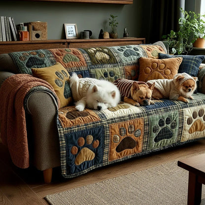 Love Paw Quilted Sofa Cover Cozy Love Moment Quilt Best Present For Love Holiday - Pvr