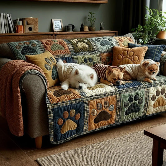 Love Paw Quilted Sofa Cover Cozy Love Moment Quilt Best Present For Love Holiday - Pvr