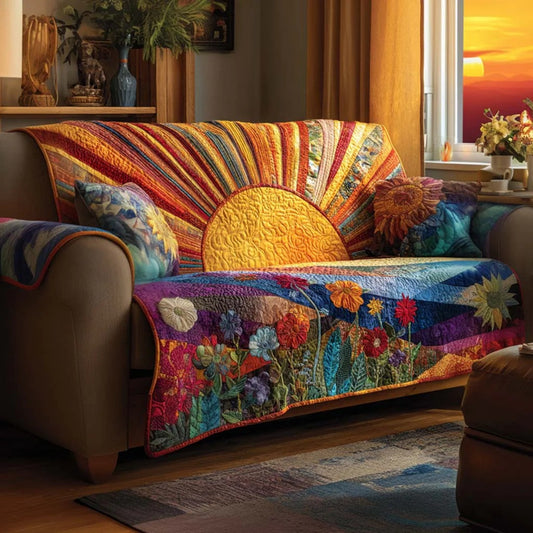 Sunny Mountain Quilted Sofa Cover Energy Colorful Cozy Sun Gift For Him Her - Pvr