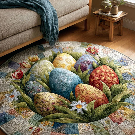 Colorful Easter Eggs Round Mat Spring Holiday Rug Egg Nest Home Decor Gift For Mom - Pvr