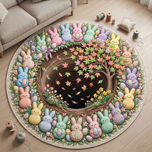 Easter Bunny Nest Round Mat Happy Easter Round Rug Easter Presents For Family - Pvr