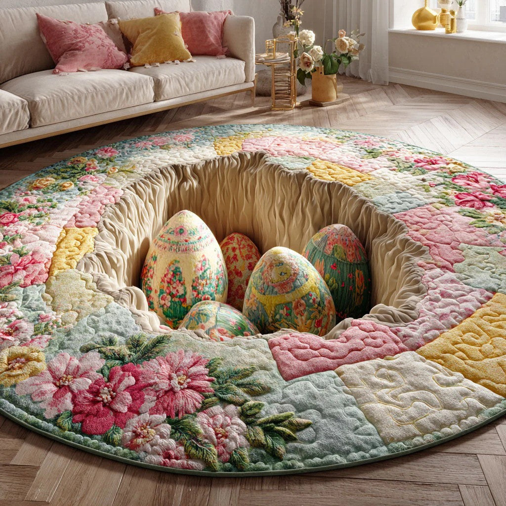 Easter Egg Nest Round Mat Spring Holiday Round Rug Gift For Easter Lover - Pvr