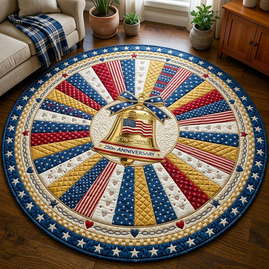 America 250Th Anniversary Quilted Round Mat 4Th Of July Decorations Patriotic Gifts - Printvoro