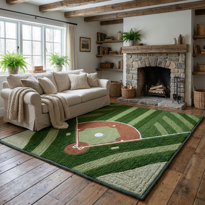 Vintage Baseball Area Rug Rustic Baseball Living Room Unique Gift For Dad - Printvoro